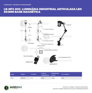 LUMINÁRIA ARTICULADA LED BASE MAGNÉTICA LB-NF2-802 12103 