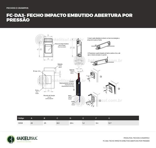FECHO IMPACTO PRESSÃO EMBUTIDO FC-DA3 12108 