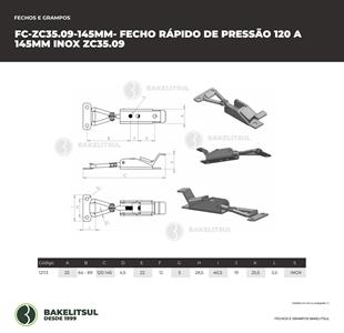 FECHO RÁPIDO DE PRESSÃO INOX 145MM ZC-35.09 12113 