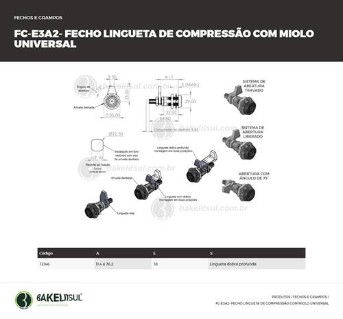 FECHO LINGUETA COMPRESSÃO UNIVERSAL FC-E3A2 12146 