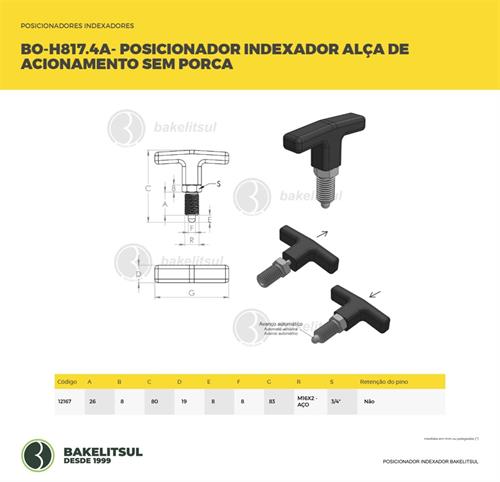 POSICIONADOR INDEXADOR H817.4A ALÇA T SEM PORCA 12167 F3 09239 