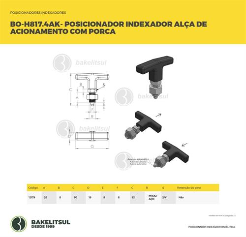 POSICIONADOR INDEXADOR H817.4A ALÇA T COM PORCA 12179 F3 09251 