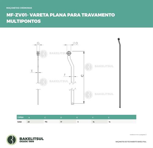 VARETA PLANA COM ROLDANA Ø17MM PARA TRAVAMENTO MULTIPONTOS LINHA Z 12262 