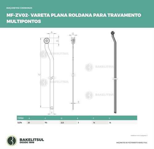 VARETA PLANA COM ROLDANA Ø22,5mm PARA TRAVAMENTO MULTIPONTOS LINHA Z 12276 