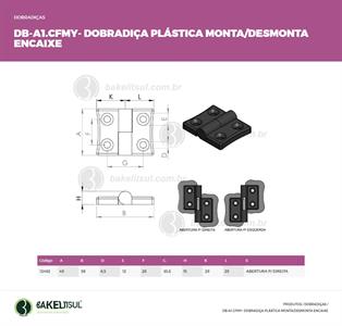 DOBRADIÇA PLÁSTICA MONTA DESMONTA FÁCIL DB-A1CFMY 12492 