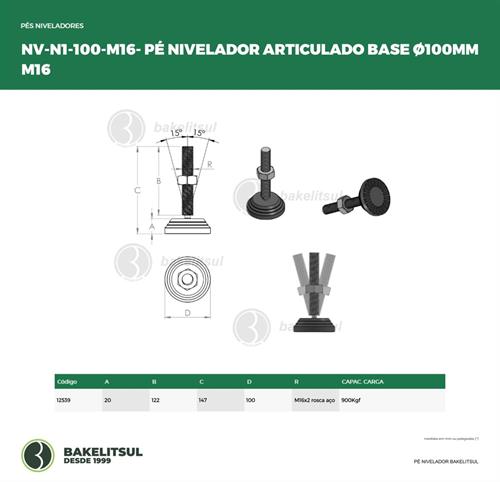 PÉ NIVELADOR ARTICULADO N1 BASE 100 M16 12539 
