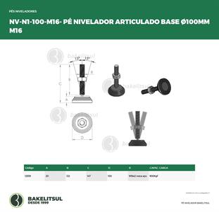 PÉ NIVELADOR ARTICULADO N1 BASE 100 M16 12539 
