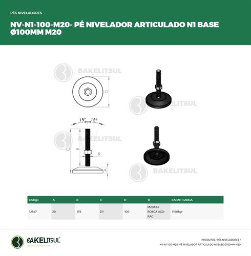 PÉ NIVELADOR ARTICULADO N1 BASE 100 M20 12547 