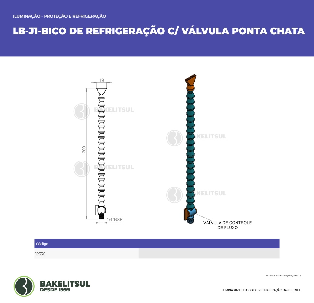 Clique aqui para visualizar a imagem técnica LB-BICO REFRIGERACAO-PP-JPCV-EX-1/4BSP-300-00-RMT-JG BAS C/VALV BICO CHATO Clique aqui para visualizar a imagem técnica LB-BICO REFRIGERACAO-PP-JPCV-EX-1/4BSP-300-00-RMT-JG BAS C/VALV BICO CHATO
