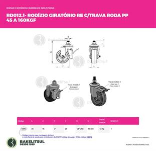 RODÍZIO GIRATÓRIO ROSCA LINHA LEVE TRAVA 45 A 160KGF PP-GRLLT 12596 