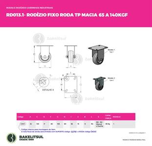 RODÍZIO FIXO PLACA LINHA LEVE 65 A 140KGF TP-FPL 12601 