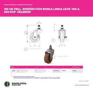 RODÍZIO FIXO ROSCA LINHA LEVE 100 A 200KGF CE-FRLL 12672 
