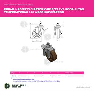 RODÍZIO GIRATÓRIO ROSCA LINHA LEVE TRAVA 100 A 200KGF CE-GRLLT 12688 