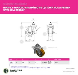 RODÍZIO GIRATÓRIO ROSCA LINHA LEVE TRAVA 80 A 250KGF FFPU-GRLLT 12734 