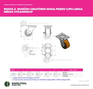 RODÍZIO GIRATÓRIO PLACA LINHA MÉDIA 270 A 590KGF FFPU-GPLM 12747 