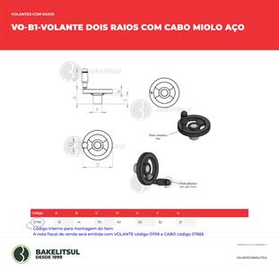 VOLANTE DOIS RAIOS COM CABO MIOLO AÇO VO-B1 12780 