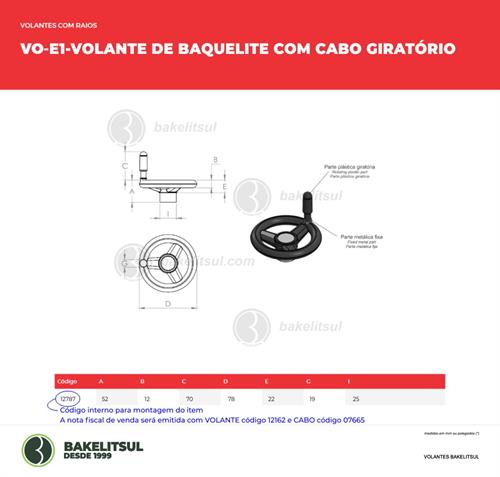 VOLANTE DE BAQUELITE COM CABO GIRATÓRIO 12787 