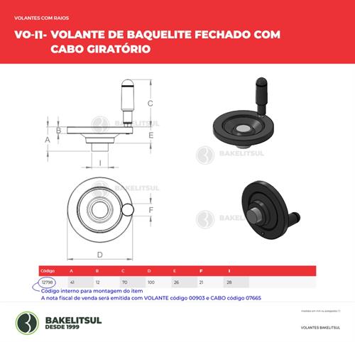 VOLANTE DE BAQUELITE FECHADO COM CABO GIRATÓRIO 12798 