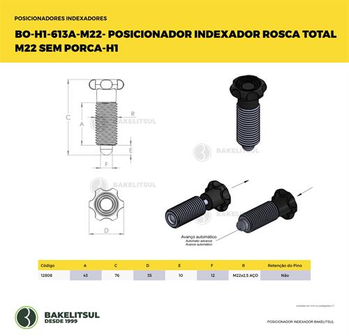 POSICIONADOR INDEXADOR H1 ROSCA TOTAL M22 SEM PORCA H1 12808 