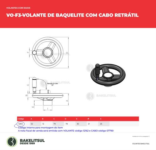 VOLANTE DE BAQUELITE COM CABO RETRÁTIL 12812 
