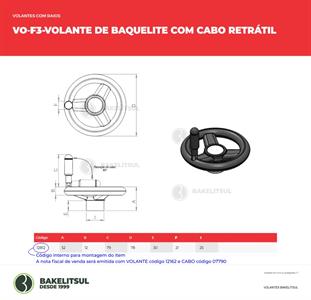 VOLANTE DE BAQUELITE COM CABO RETRÁTIL 12812 