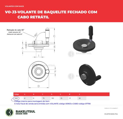 VOLANTE DE BAQUELITE FECHADO COM CABO RETRÁTIL 12821 