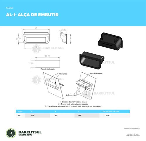 ALÇA DE EMBUTIR 12842 