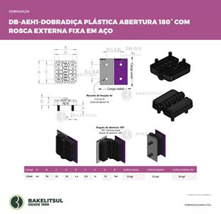 DOBRADIÇA PLÁSTICA ROSCA METÁLICA FIXA ABERTURA 180° 12846 