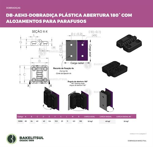 DOBRADIÇA PLÁSTICA ALOJAMENTO PARAFUSO SEXTAVADO INTERNO  12856 