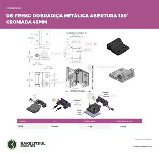 DOBRADIÇA METÁLICA 180° PRETA OU CROMADA 45MM 12858 