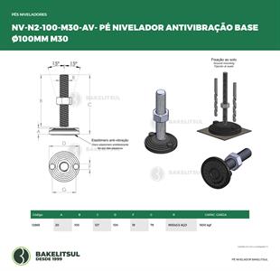 PÉ NIVELADOR ARTICULADO ANTI VIBRAÇÃO N2 BASE 100 M30 12865 