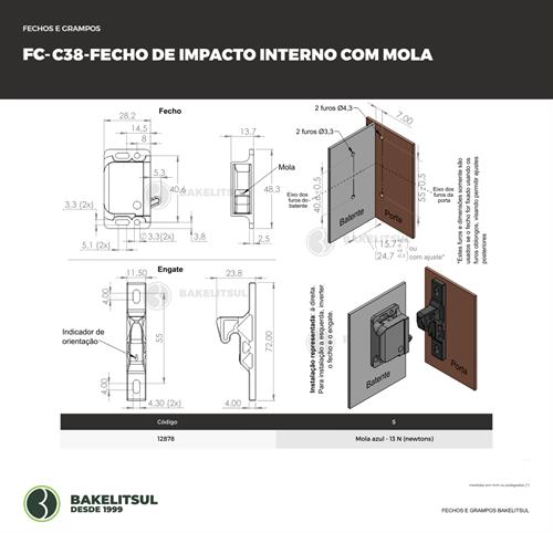 FECHO INTERNO DE IMPACTO COM MOLA FC-C38 12878 