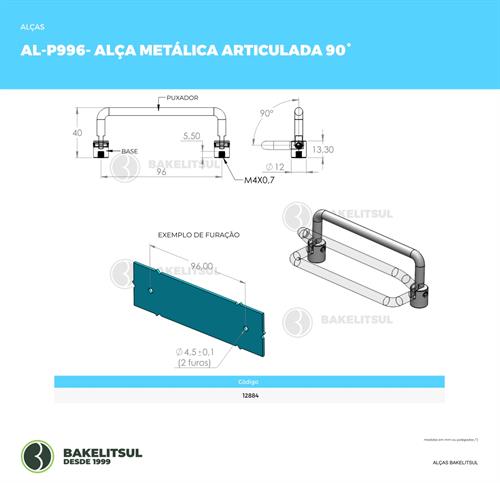ALÇA METÁLICA ARTICULADA 90° 12884 