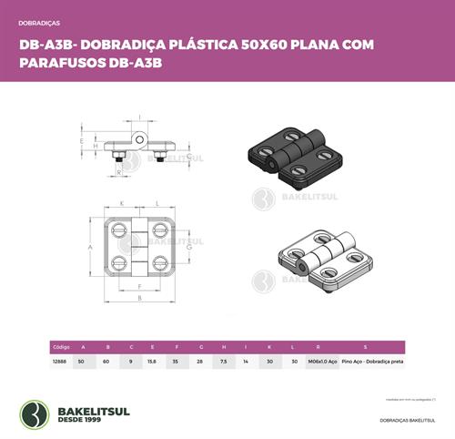 DOBRADIÇA PLÁSTICA PLANA COM PARAFUSOS A3B 12888 