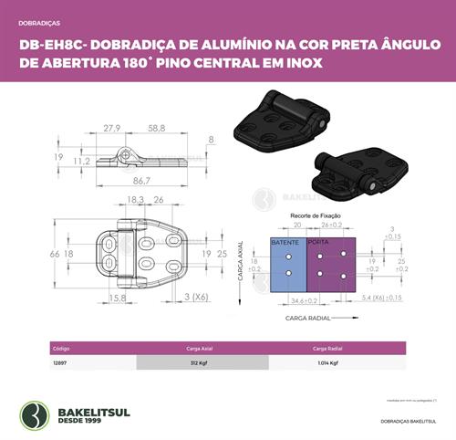 DOBRADIÇA DE ALUMÍNIO MONTAGEM EXTERNA DB-EH8C 12897 