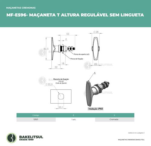 MAÇANETA T ALTURA REGULÁVEL SEM LINGUETA 12921 