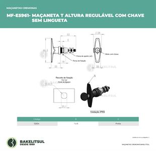 MAÇANETA T ALTURA REGULÁVEL COM CHAVE SEM LINGUETA 12924 