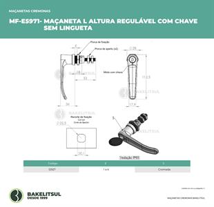 MAÇANETA L ALTURA REGULÁVEL COM CHAVE SEM LINGUETA 12927 