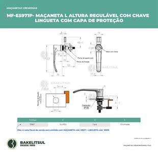 MAÇANETA L ALTURA REGULÁVEL COM CHAVE E LINGUETA COM CAPA DE PROTEÇÃO 13167 