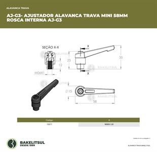 AJUSTADOR ALAVANCA TRAVA MINI 58MM ROSCA INTERNA AJ-G3 13211 