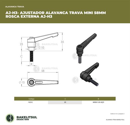 AJUSTADOR ALAVANCA TRAVA MINI 58MM ROSCA EXTERNA AJ-H3 13212 