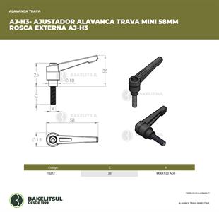 AJUSTADOR ALAVANCA TRAVA MINI 58MM ROSCA EXTERNA AJ-H3 13212 