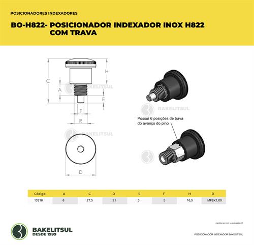 POSICIONADOR INDEXADOR INOX H822 COM TRAVA 13216 
