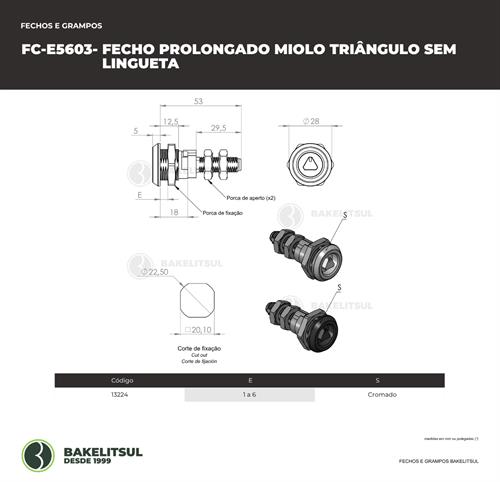 FECHO PROLONGADO MIOLO TRIÂNGULO SEM LINGUETA 13224 