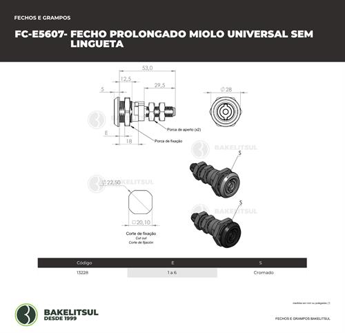 FECHO PROLONGADO MIOLO UNIVERSAL SEM LINGUETA 13228 