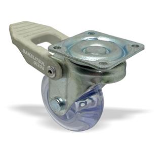 RODÍZIO GEL TRANSPARENTE  GIRATÓRIO COM PLACA TRAVA 01208 