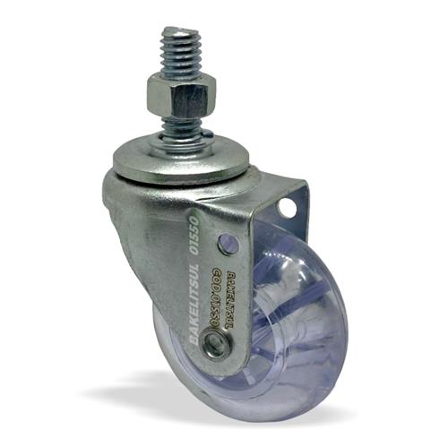 RODÍZIO GEL TRANSPARENTE  GIRATÓRIO COM ROSCA 01550 