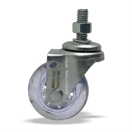 RODÍZIO GEL TRANSPARENTE  GIRATÓRIO COM ROSCA 01550 