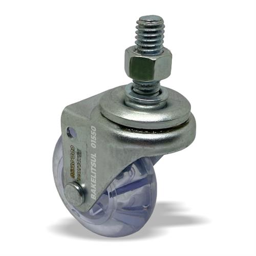 RODÍZIO GEL TRANSPARENTE  GIRATÓRIO COM ROSCA 01550 