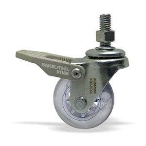 RODÍZIO GEL TRANSPARENTE  GIRATÓRIO COM ROSCA TRAVA 01188 